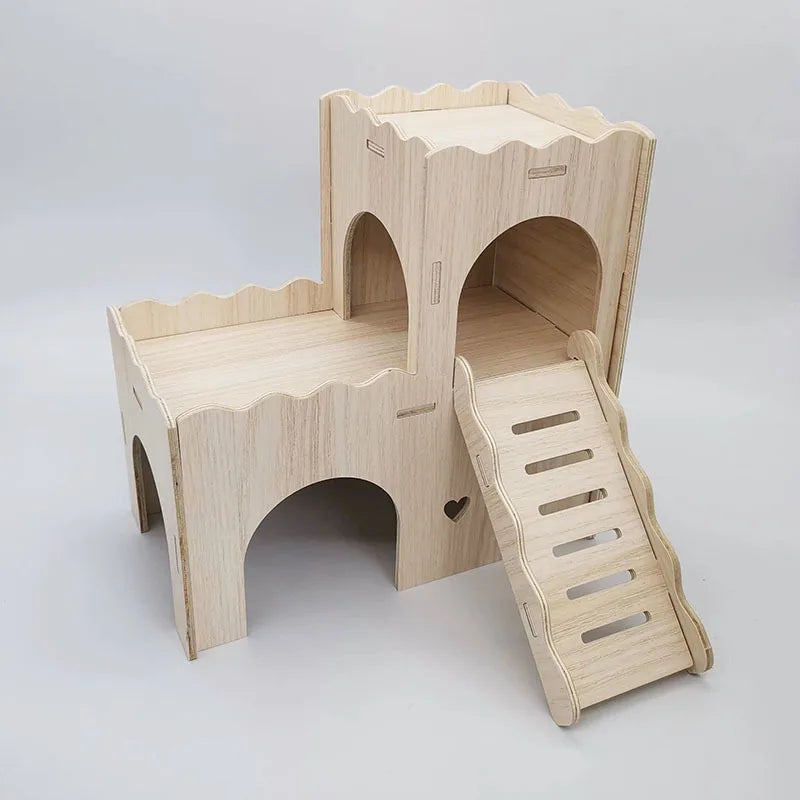 Hamster Solid Wood Small House Villa Nest Golden Bear Hiding House Supplies Toys Landscape Ornaments Rutin Chicken Hedgehog Nest