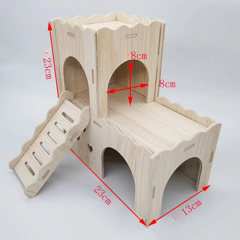 Hamster Solid Wood Small House Villa Nest Golden Bear Hiding House Supplies Toys Landscape Ornaments Rutin Chicken Hedgehog Nest