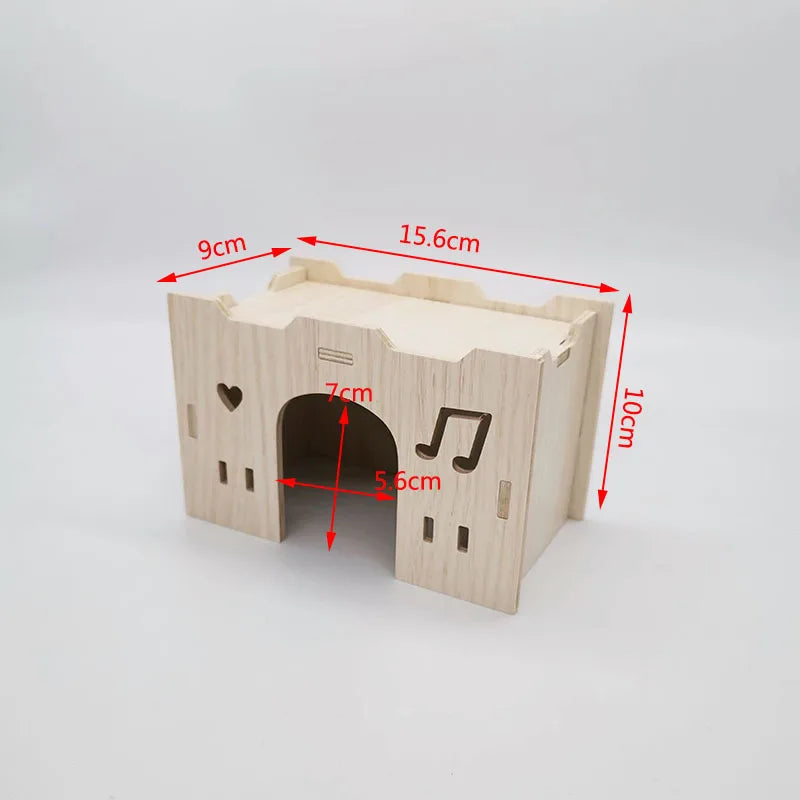 Hamster Solid Wood Small House Villa Nest Golden Bear Hiding House Supplies Toys Landscape Ornaments Rutin Chicken Hedgehog Nest